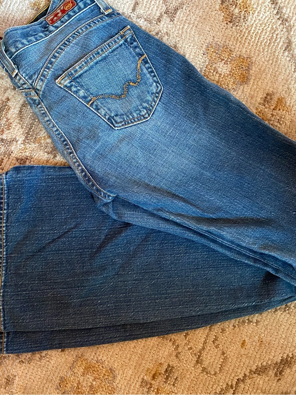 Ag Adriano Goldschmied Blue Denim Wide Leg Jeans